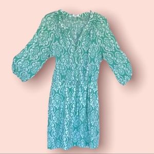 Crown & Ivy Sz 4 women’s dress blue white casual comfort blouse